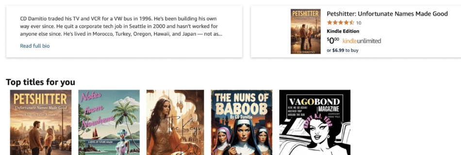 CD Damitio Amazon Author Page